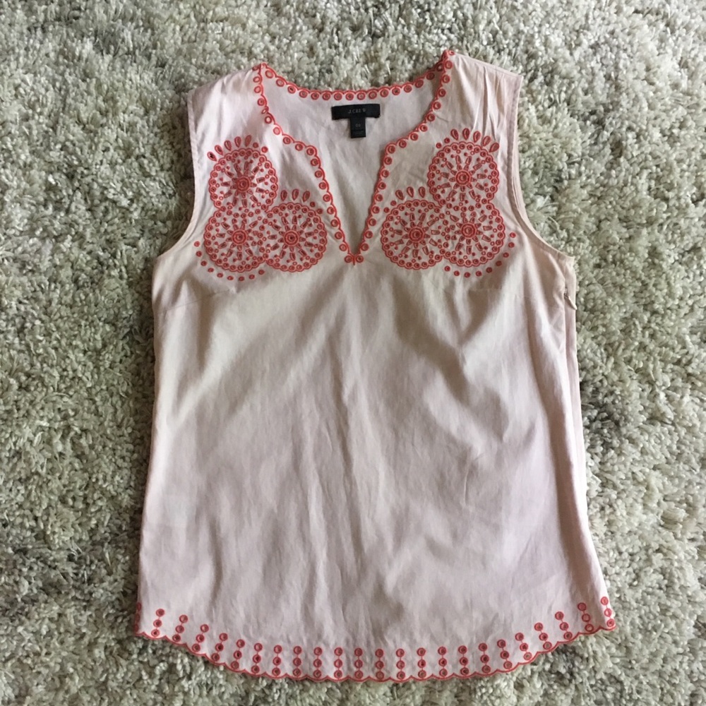 J. Crew Embroidered Eyelet Summer Sleeveless Top